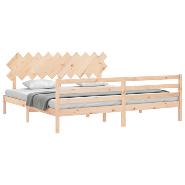 vidaXL Bedframe met hoofdbord massief hout 200x200 cm