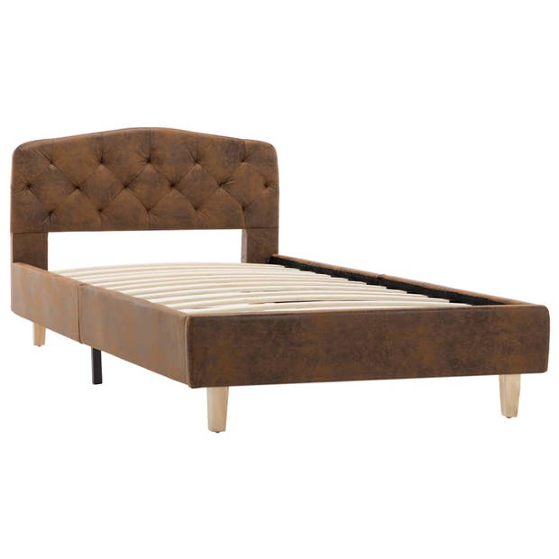 vidaXL Bedframe kunstsuède bruin 90x200 cm