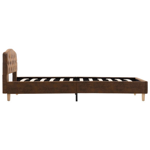 vidaXL Bedframe kunstsuède bruin 90x200 cm