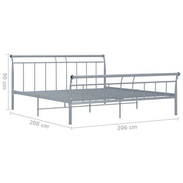 vidaXL Bedframe metaal grijs 200x200 cm