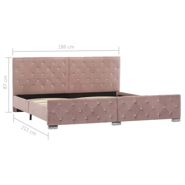 vidaXL Bedframe fluweel roze 180x200 cm