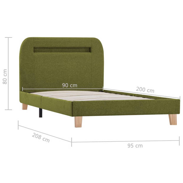 vidaXL Bedframe met LED stof groen 90x200 cm