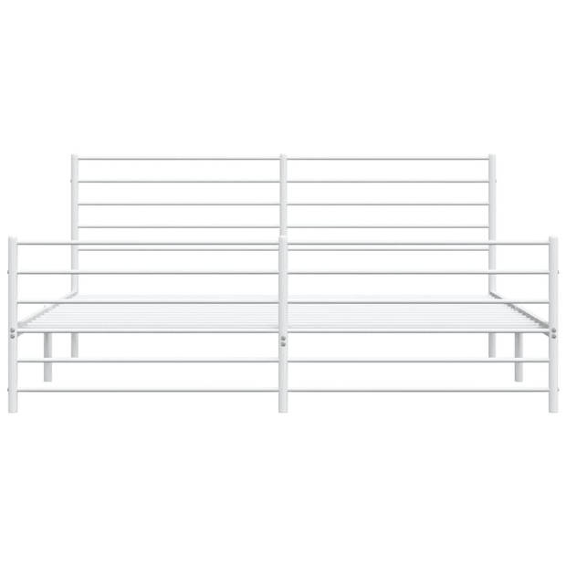 vidaXL Bedframe met hoofd- en voeteneinde metaal wit 180x200 cm