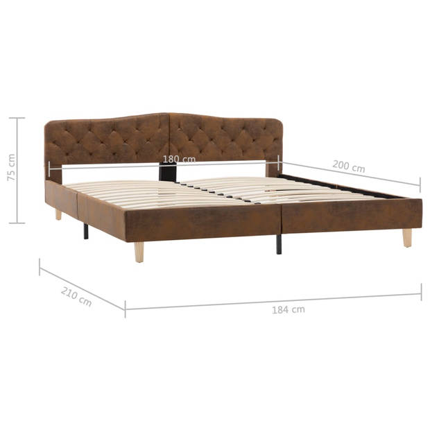 vidaXL Bedframe kunstsuède bruin 180x200 cm