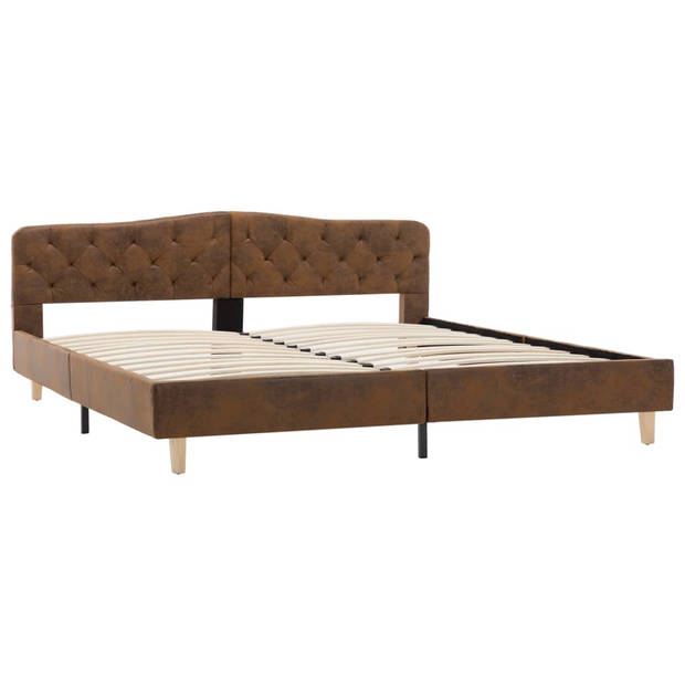 vidaXL Bedframe kunstsuède bruin 180x200 cm