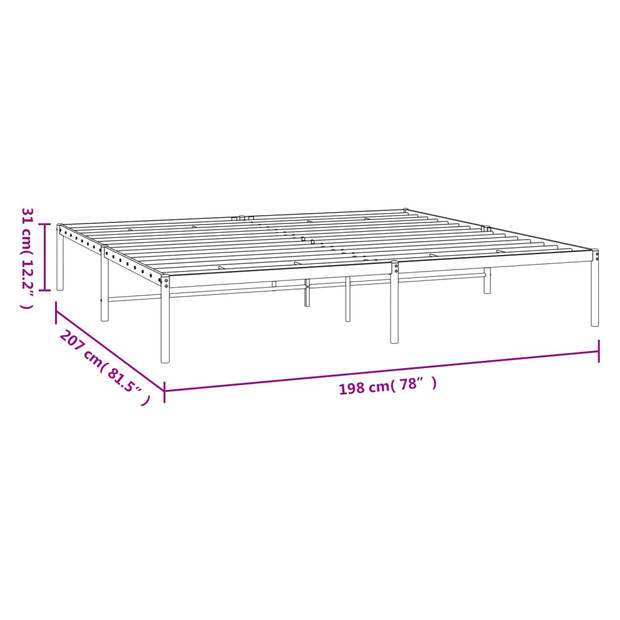 vidaXL Bedframe metaal wit 193x203 cm