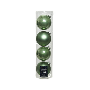 Decoris - kerstbal glas d10cm s.groen 4st