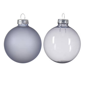 Decoris - Kerstbal glas d6 cm mist blauw 6st kerst