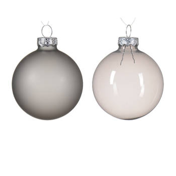 Decoris - Kerstbal glas d6 cm marmer grijs 6st kerst