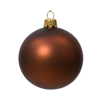 Decoris - Kerstballen glas d10 cm espresso 4st kerst