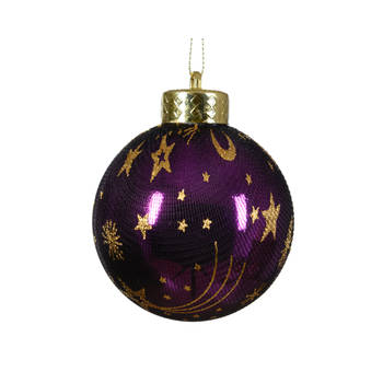 Decoris - Kerstbal kunststof d8l8 cm violet kerst