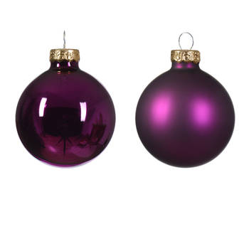 Decoris - Kerstbal glas d5 cm violet ass 12st kerst