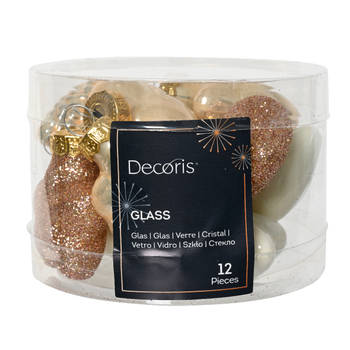 Decoris - Figuur glas l2b4h4 cm parel ass 12st kerst