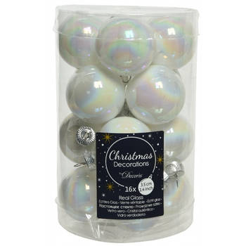 KSD - Kerstballen glas dia. 3,5 cm white/iris