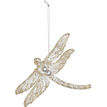 Hortus - Kerst Hangdeco Libelle Glitter Goud 2st. - 10 cm