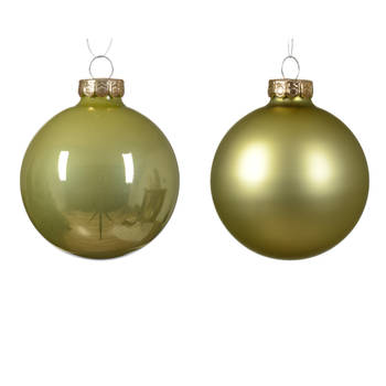 Decoris - Kerstbal glas d7 cm pistache ass 8st kerst