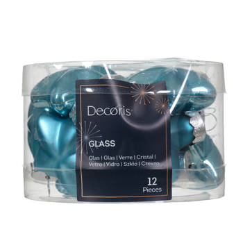 Decoris - Ster glas l2b4.5h4 cm sblw ass 12st kerst