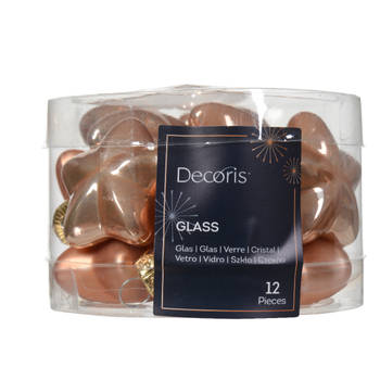 Decoris - Ster glas l2b4.5h4 cm rose ass 12st kerst