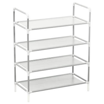 The Living Store Schoenenrek Minimalistisch - Opbergoplossing - 60x29x71 cm - Zilver