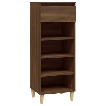 The Living Store Schoenenkast Bruineiken - Compact en praktisch - 40 x 36 x 105 cm - Bewerkt hout en massief