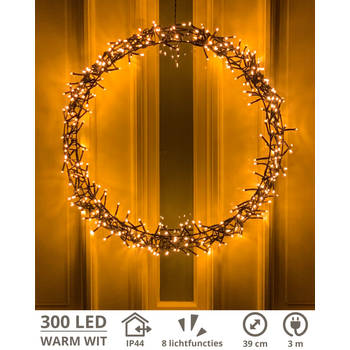 Kerstkrans - 300 LED - Ø39 cm - Warmwit - M - Kersthanger - Lichtkrans - Kerstdecoratie - Kerstversiering - Kerst