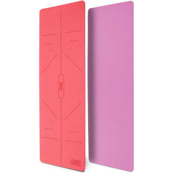 Yogamat, roze, 183 x 61 x 0,6 cm, fitnessmat, gymmat, gymnastiekmat, logo