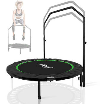 Physionics- Fitness trampoline - diameter 101 cm, in hoogte verstelbare handgreep, tot 150 kg, inklapbaar - mini-tram...