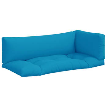The Living Store Palletkussens Set - Blauw - 100% Polyester - Holle Vezel - 103 x 58 x 10 cm - Waterafstotend