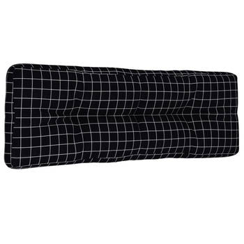 The Living Store Palletkussen - polyester - 120x40x12 cm - zwart ruitpatroon