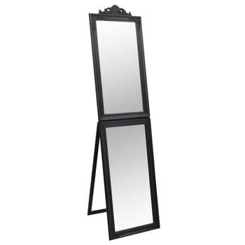 The Living Store Passpiegel Barok Zwart - 50x6.5x200cm - inklapbaar en stabiel frame - heldere weerspiegeling - unieke