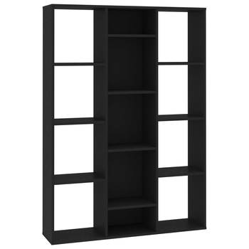 The Living Store Kast Boekenrek 100x24x140 cm - Hout - 13 vakken - Zwart