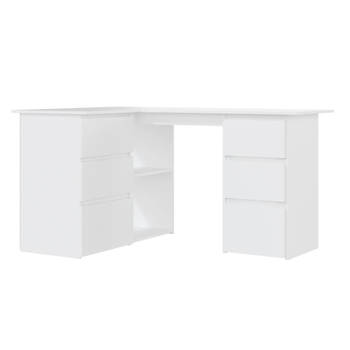 The Living Store Hoekbureau - wit - 145 x 100 x 76 cm - met lades en schappen