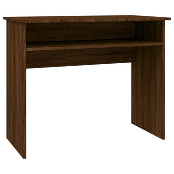 The Living Store Bureau Salontafel - Bruineiken - 90x50x74 cm - Bewerkt hout