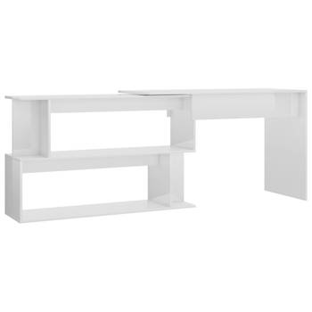 The Living Store Bureau - Hoogglans wit - 200 x 50 x 76 cm - Draaibaar - Met open vakken