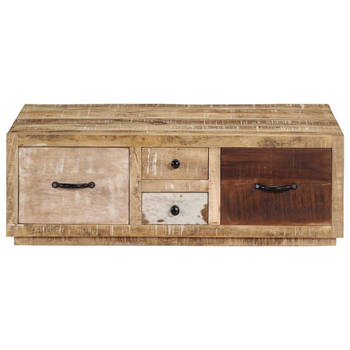 The Living Store Salontafel - Mangohout - 90 x 60 x 30 cm - Met 4 lades