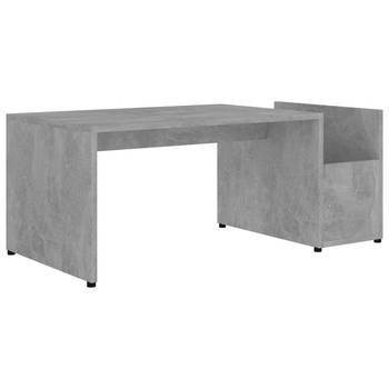 The Living Store Salontafel Betongrijs - 90 x 45 x 35 cm - Opengewerkt Design - Zijvak