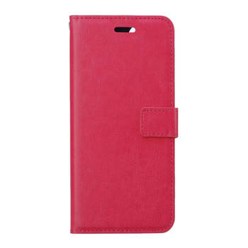 Basey Apple iPhone 15 Hoesje Book Case Kunstleer Cover Hoes - Donkerroze