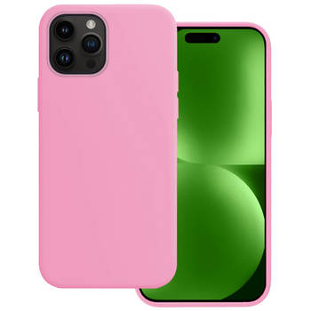 Basey iPhone 15 Pro Max Hoesje Siliconen Back Cover Case - iPhone 15 Pro Max Hoes Silicone Case Hoesje - Lichtroze