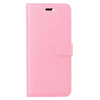 Basey iPhone 15 Pro Hoesje Bookcase Hoes Flip Case Book Cover - iPhone 15 Pro Hoes Book Case Hoesje - Licht Roze