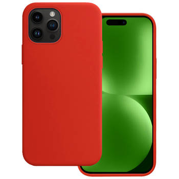 Basey Apple iPhone 15 Pro Hoesje Siliconen Hoes Case Cover -Rood