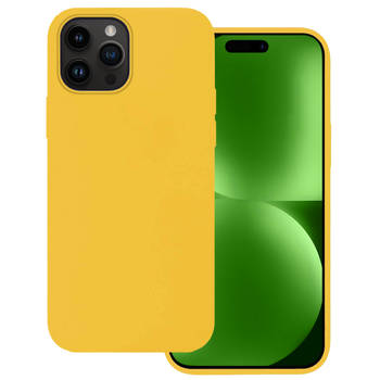 Basey iPhone 15 Pro Max Hoesje Siliconen Back Cover Case - iPhone 15 Pro Max Hoes Silicone Case Hoesje - Geel