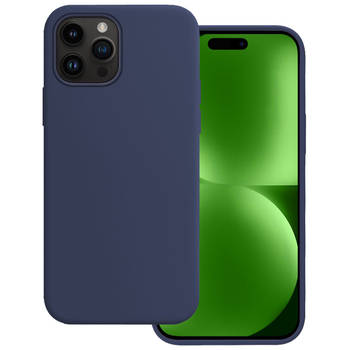 Basey iPhone 15 Pro Max Hoesje Siliconen Back Cover Case - iPhone 15 Pro Max Hoes Silicone Case Hoesje - Donker Blauw
