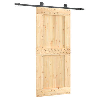 vidaXL Schuifdeur met beslag 90x210 cm massief grenenhout