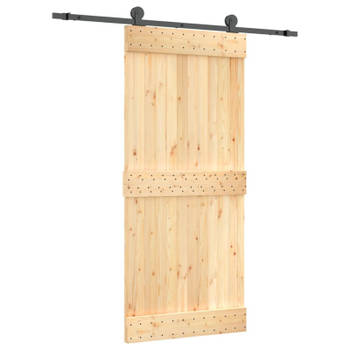 vidaXL Schuifdeur met beslag 90x210 cm massief grenenhout