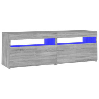 The Living Store Televisiemeubel The Living Store - TV-meubel met LED-verlichting - 120 x 35 x 40 cm - Grijs sonoma