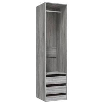 The Living Store Garderobekast - Klassiek - Hout - 50x50x200 cm - Grijs sonoma eiken