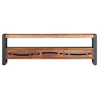 The Living Store Houten TV-meubel - Acaciahout - Honingkleurige afwerking - 140 x 30 x 45 cm - 3 lades