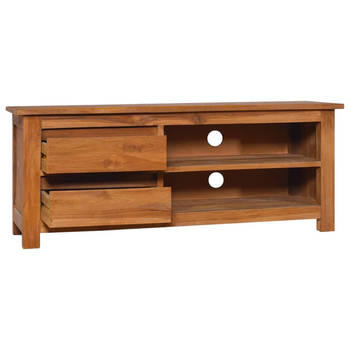 The Living Store Teak TV-meubel - Massief Teakhout - 100 x 30 x 40 cm - Opbergruimte