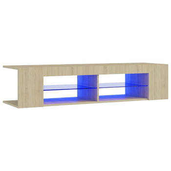 The Living Store TV-meubel - LED verlichting - Sonoma eiken - 135x39x30 cm - USB-aansluiting