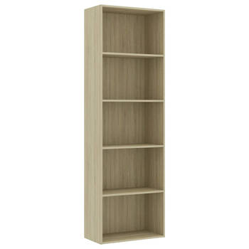 The Living Store Boekenkast Sonoma Eiken - 60 x 30 x 189 cm - 5 opbergschappen